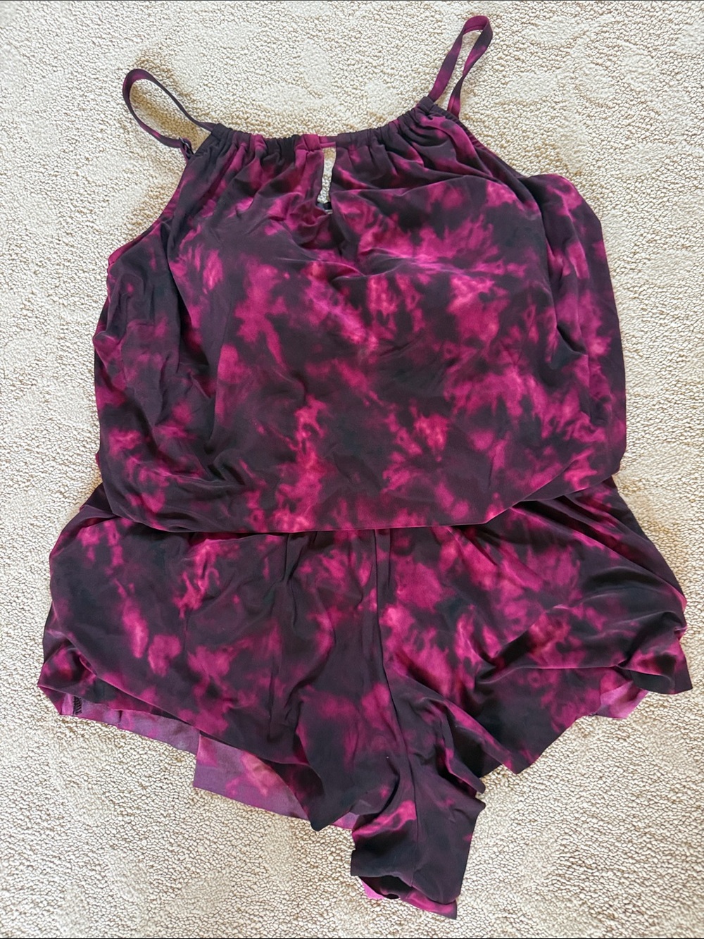 Tie-Dye Pink One-Piece Swim Romper